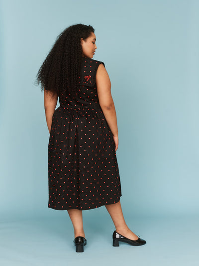 Micro Polka Big Collar Dress